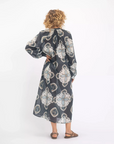 V. DE VINSTER, Robe "VISHNU", charbon imprimé floral