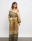 DMN, PANTALON IVOIRE, PRINT SAFARI