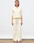MOLLI, Pantalon taille haute maille "azuro" jersey, milk