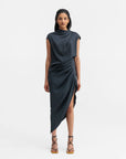 Ahlvar Gallery, Jupe satin "TILDA", blue grey