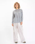V. DE VINSTER, Blouse "USHA", à carreaux bleu