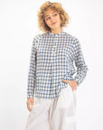 V. DE VINSTER, Blouse "USHA", à carreaux bleu