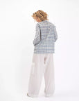 V. DE VINSTER, Blouse "USHA", à carreaux bleu