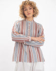 V. DE VINSTER, Blouse rayée USHA, marron