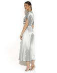 CRIDA, Robe midi en satin de soie "TRANI", Ciel