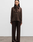 Ahlvar Gallery, Pantalon satin "AVA", Marron foncé