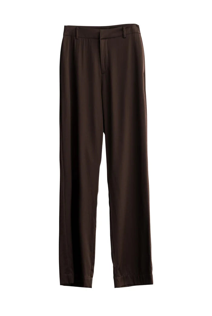 Ahlvar Gallery, Pantalon satin "AVA", Marron foncé