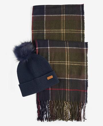 BARBOUR, Coffret bonnet Dover et écharpe Hailes