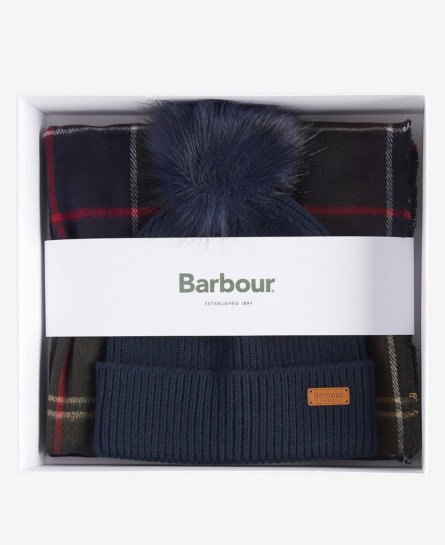 BARBOUR, Coffret bonnet Dover et écharpe Hailes