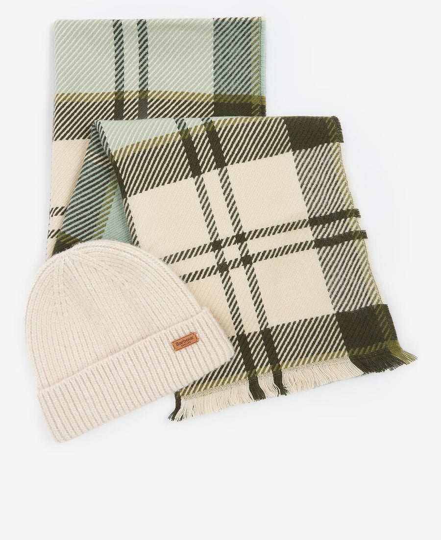 BARBOUR, Coffret bonnet Pendle et écharpe Blair, Soft mint