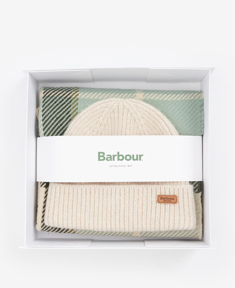 BARBOUR, Coffret bonnet Pendle et écharpe Blair, Soft mint