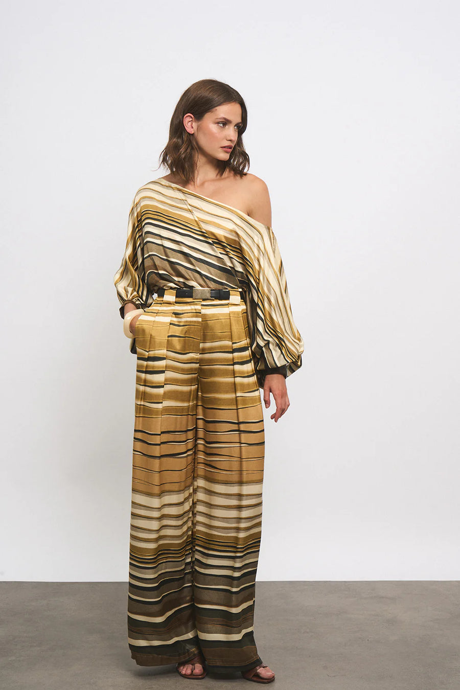 DMN, PANTALON IVOIRE, PRINT SAFARI