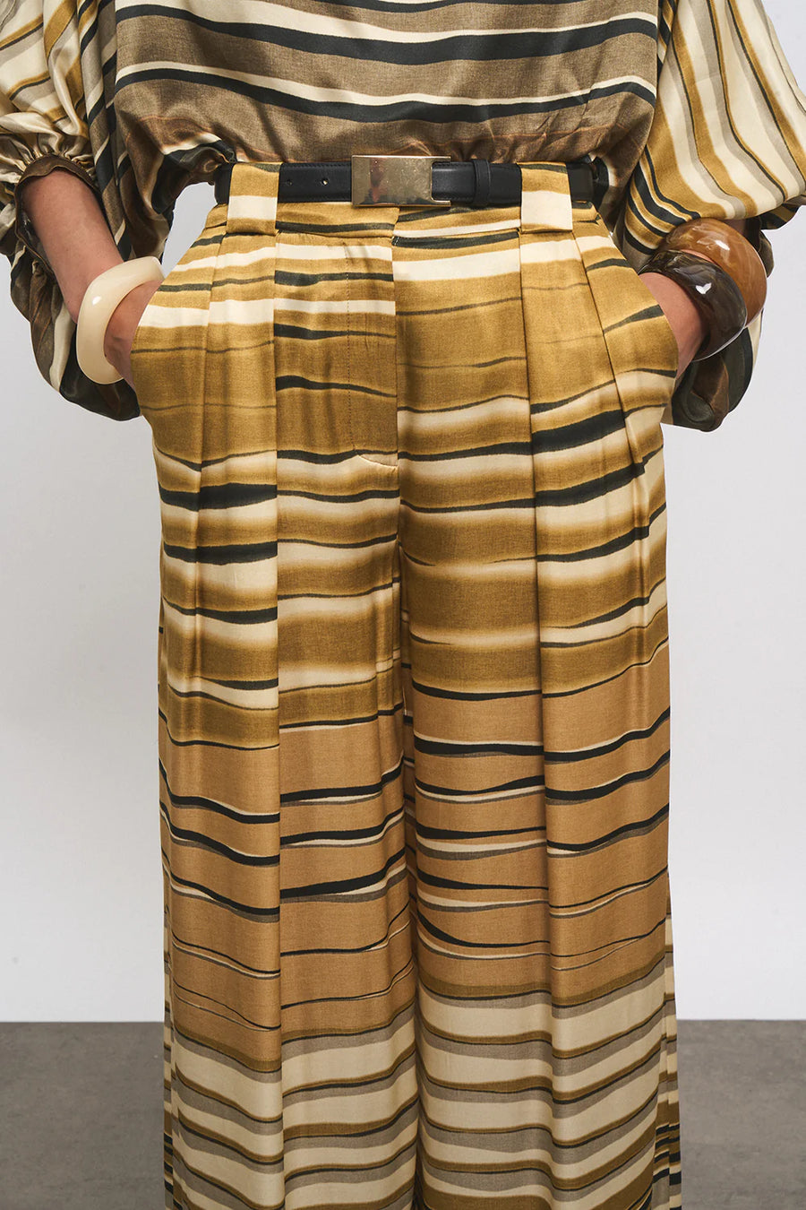 DMN, PANTALON IVOIRE, PRINT SAFARI
