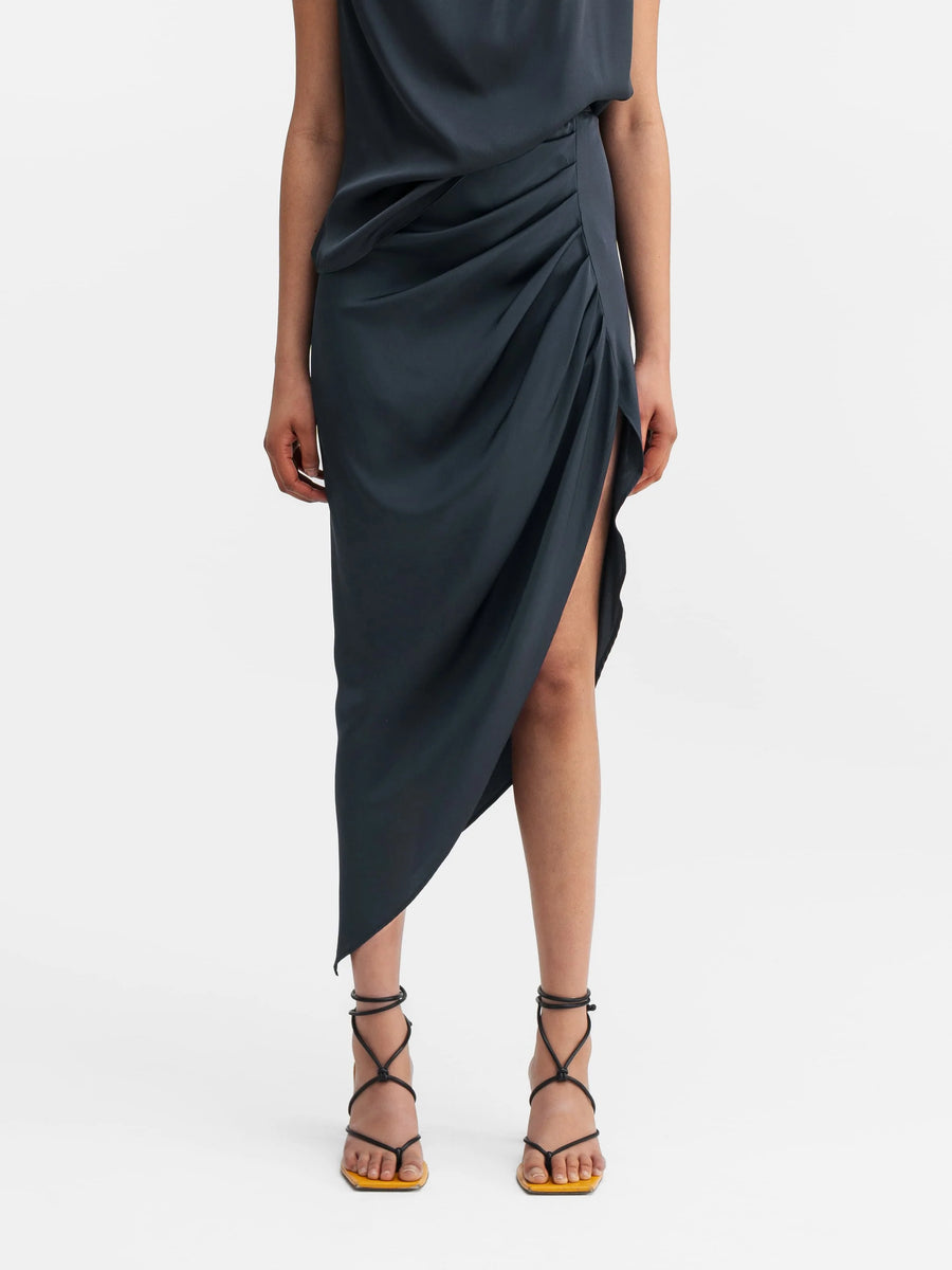 Ahlvar Gallery, Jupe satin "TILDA", blue grey