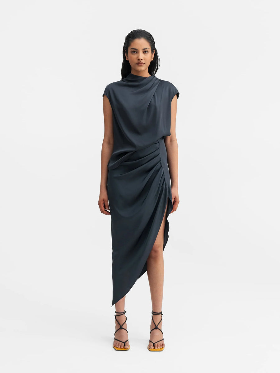 Ahlvar Gallery, Jupe satin "TILDA", blue grey