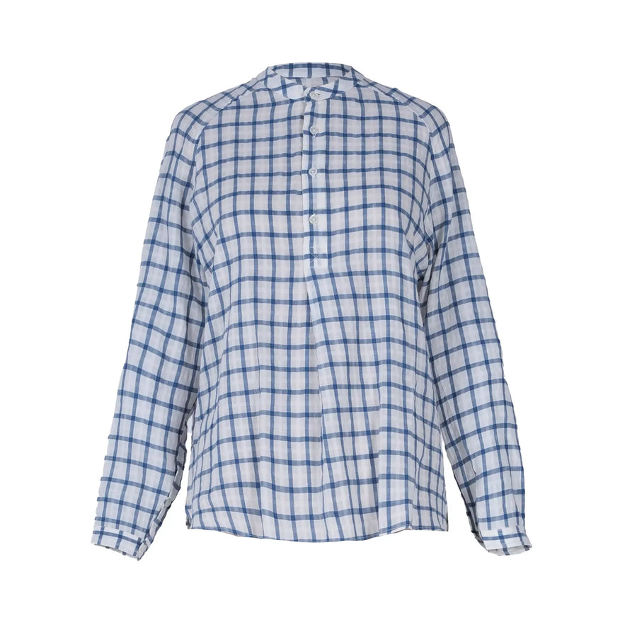 V. DE VINSTER, Blouse "USHA", à carreaux bleu
