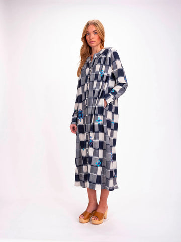 V. DE VINSTER, Robe "INJI IKAT", bleu